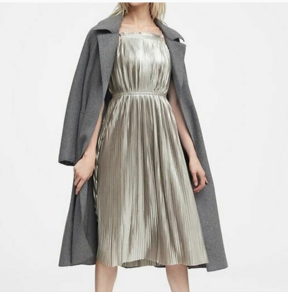 Banana Republic  Metallic Pleated Maxi Dress, Size 12